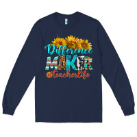 Navy difference maker teacher life Long Sleeve Tee - BundleAndBundleShop