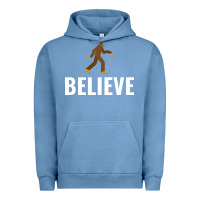Pigment Pebble Blue believe bigfoot white Urban Hoodie - artisFamous