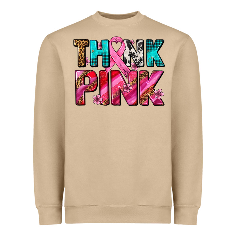 Think Pink Cancer Ribbon Heavyweight Sweatshirt by AdoDesignShop | Teevron