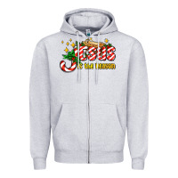 Heather Grey jesus is the reason with christmas candy ado Zipper Hoodie - AdoDesignShop