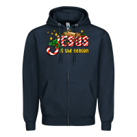 Navy jesus is the reason with christmas candy ado Zipper Hoodie - AdoDesignShop