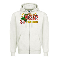 Oatmeal Heather jesus is the reason with christmas candy ado Zipper Hoodie - AdoDesignShop