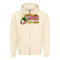 Sandshell jesus is the reason with christmas candy ado Zipper Hoodie - AdoDesignShop