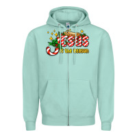 Seafoam jesus is the reason with christmas candy ado Zipper Hoodie - AdoDesignShop
