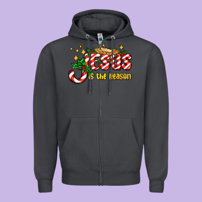 Jesus Is The Reason With Christmas Candy Ado Zipper Hoodie Designed By Adodesignshop