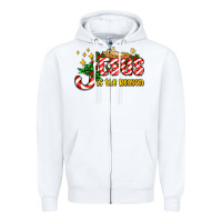 White jesus is the reason with christmas candy ado Zipper Hoodie - AdoDesignShop
