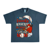 Midnight Navy My favorite baseball player calls me mom Urban Heavy Tee - FaDigitalArtStudio