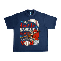 Navy My favorite baseball player calls me mom Urban Heavy Tee - FaDigitalArtStudio