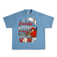 Pebble Blue My favorite baseball player calls me mom Urban Heavy Tee - FaDigitalArtStudio