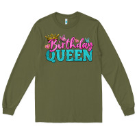 Army Green birthday queen Long Sleeve Tee - BundleAndBundleShop