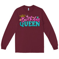 Burgundy birthday queen Long Sleeve Tee - BundleAndBundleShop