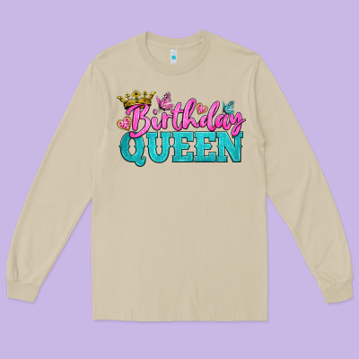 Birthday Queen Long Sleeve Tee Designed By Bundleandbundleshop