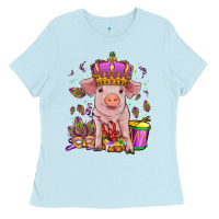 Baby Blue mardi gras pig Ladies Tee - OliviaCreatesArt
