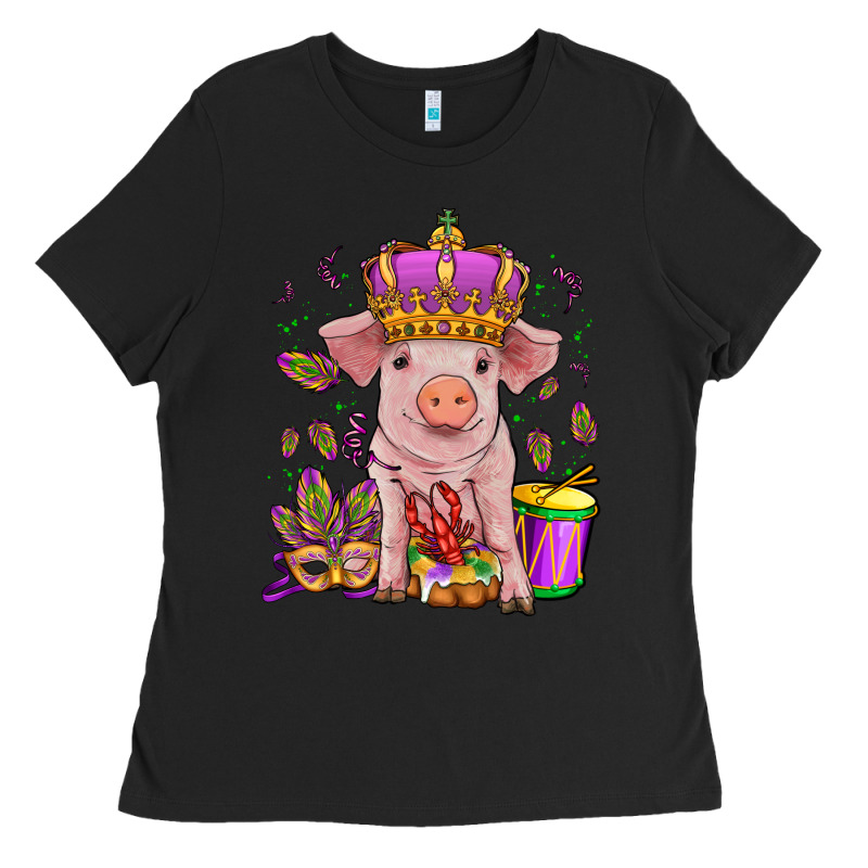 Mardi Gras Pig Ladies Tee by OliviaCreatesArt | Teevron