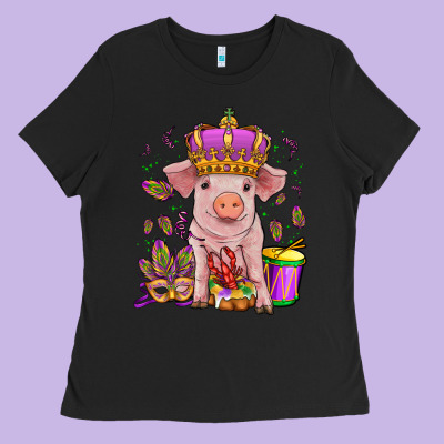 Mardi Gras Pig Ladies Tee Designed By Oliviacreatesart