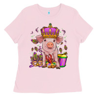 Bubblegum Pink mardi gras pig Ladies Tee - OliviaCreatesArt