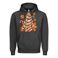 Charcoal Heather christmas tree cake and cookies ado Zipper Hoodie - AdoDesignShop