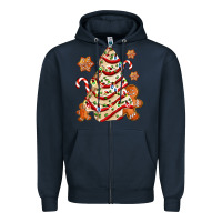 Navy christmas tree cake and cookies ado Zipper Hoodie - AdoDesignShop