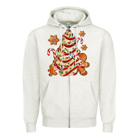 Oatmeal Heather christmas tree cake and cookies ado Zipper Hoodie - AdoDesignShop
