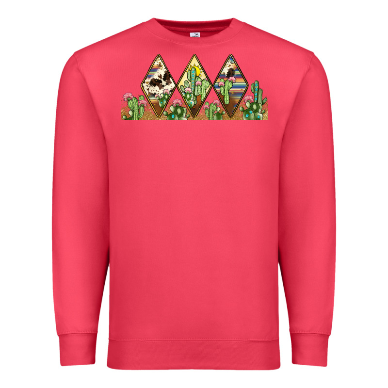 Cactus Cowhide Serape Premium Sweatshirt by JahusDesignShop | Teevron
