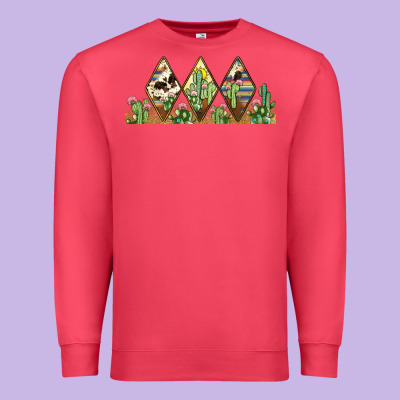 Cactus Cowhide Serape Premium Sweatshirt Designed By Jahusdesignshop