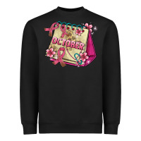 Black pink cancer ribbon and october calendar Heavyweight Sweatshirt - AdoDesignShop
