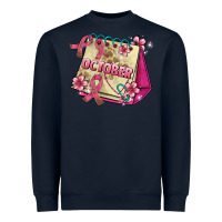 Navy pink cancer ribbon and october calendar Heavyweight Sweatshirt - AdoDesignShop