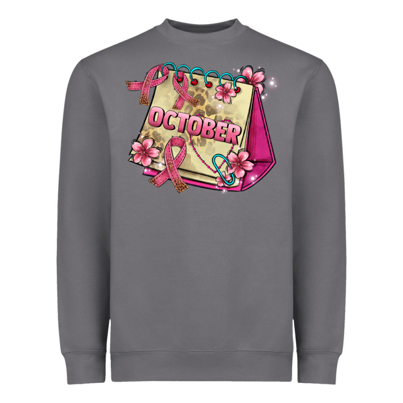 Pink Cancer Ribbon And October Calendar Heavyweight Sweatshirt by AdoDesignShop | Teevron