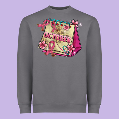 Pink Cancer Ribbon And October Calendar Heavyweight Sweatshirt Designed By Adodesignshop