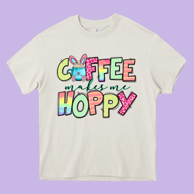Coffee Makes Me Hoppy Easter Heavy Core Tee Designed By Jasminsmagicworld