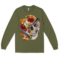 Army Green skull kinda emotionless kinda emotional Long Sleeve Tee - FaDigitalArtStudio