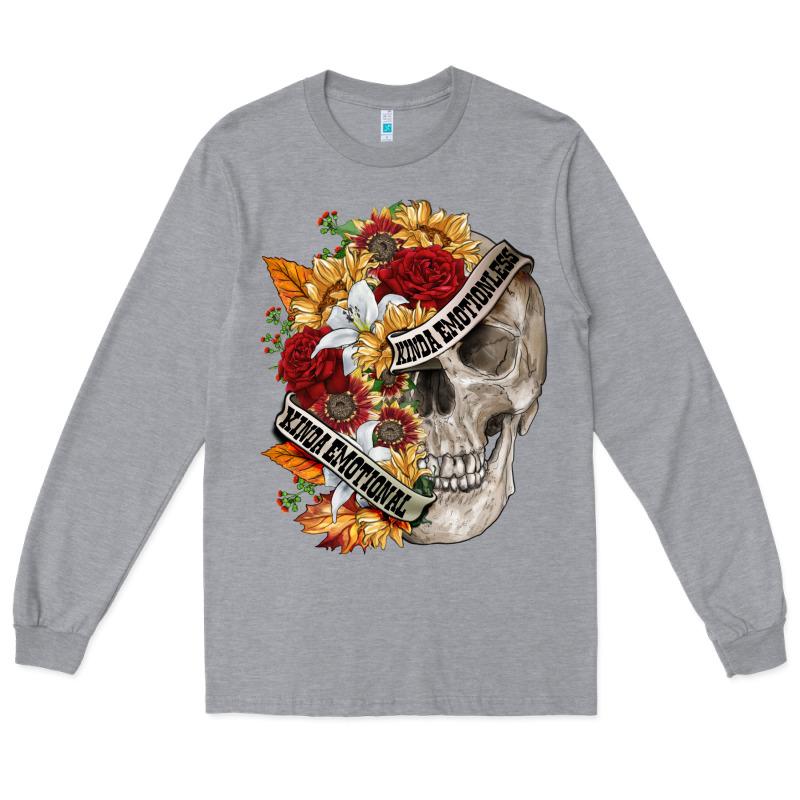 Skull Kinda Emotionless Kinda Emotional Long Sleeve Tee by FaDigitalArtStudio | Teevron
