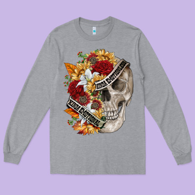 Skull Kinda Emotionless Kinda Emotional Long Sleeve Tee Designed By Fadigitalartstudio