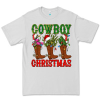 Dove Grey cowboy christmas boots cactus Premium Tee - CowGirlArtShop