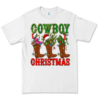 White cowboy christmas boots cactus Premium Tee - CowGirlArtShop