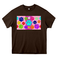 Chocolate Brown paw print Heavy Core Tee - TumblerDesignByShophia