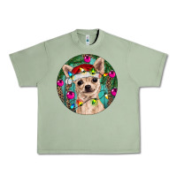 Oil Green Christmas Chihuahua Urban Heavy Tee - RanaPortraitStore