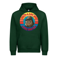Forest Green Retro Sunset Just A Girl Who Loves Bigfoot Urban Hoodie - artisFamous