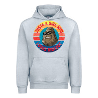 Heather Grey Retro Sunset Just A Girl Who Loves Bigfoot Urban Hoodie - artisFamous