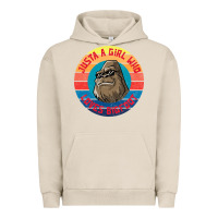 Pigment French Oak Retro Sunset Just A Girl Who Loves Bigfoot Urban Hoodie - artisFamous