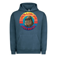 Pigment Midnight Navy Retro Sunset Just A Girl Who Loves Bigfoot Urban Hoodie - artisFamous