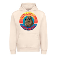 Sandshell Retro Sunset Just A Girl Who Loves Bigfoot Urban Hoodie - artisFamous