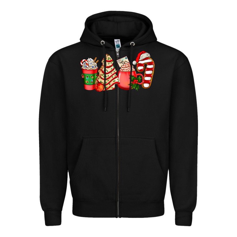 Christmas Tree Cake And Coffee Cups Ado Zipper Hoodie by AdoDesignShop | Teevron