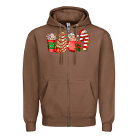 Chestnut christmas tree cake and coffee cups ado Zipper Hoodie - AdoDesignShop