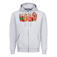 Heather Grey christmas tree cake and coffee cups ado Zipper Hoodie - AdoDesignShop