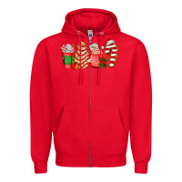 Red christmas tree cake and coffee cups ado Zipper Hoodie - AdoDesignShop