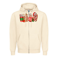 Sandshell christmas tree cake and coffee cups ado Zipper Hoodie - AdoDesignShop