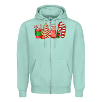Seafoam christmas tree cake and coffee cups ado Zipper Hoodie - AdoDesignShop