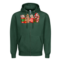 Sports Green christmas tree cake and coffee cups ado Zipper Hoodie - AdoDesignShop