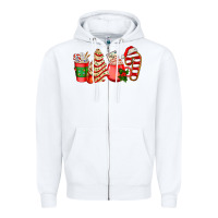 White christmas tree cake and coffee cups ado Zipper Hoodie - AdoDesignShop